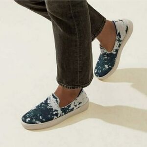 NEW Rothy's Shibori Sea Green  Slip On Loafer Sneakers